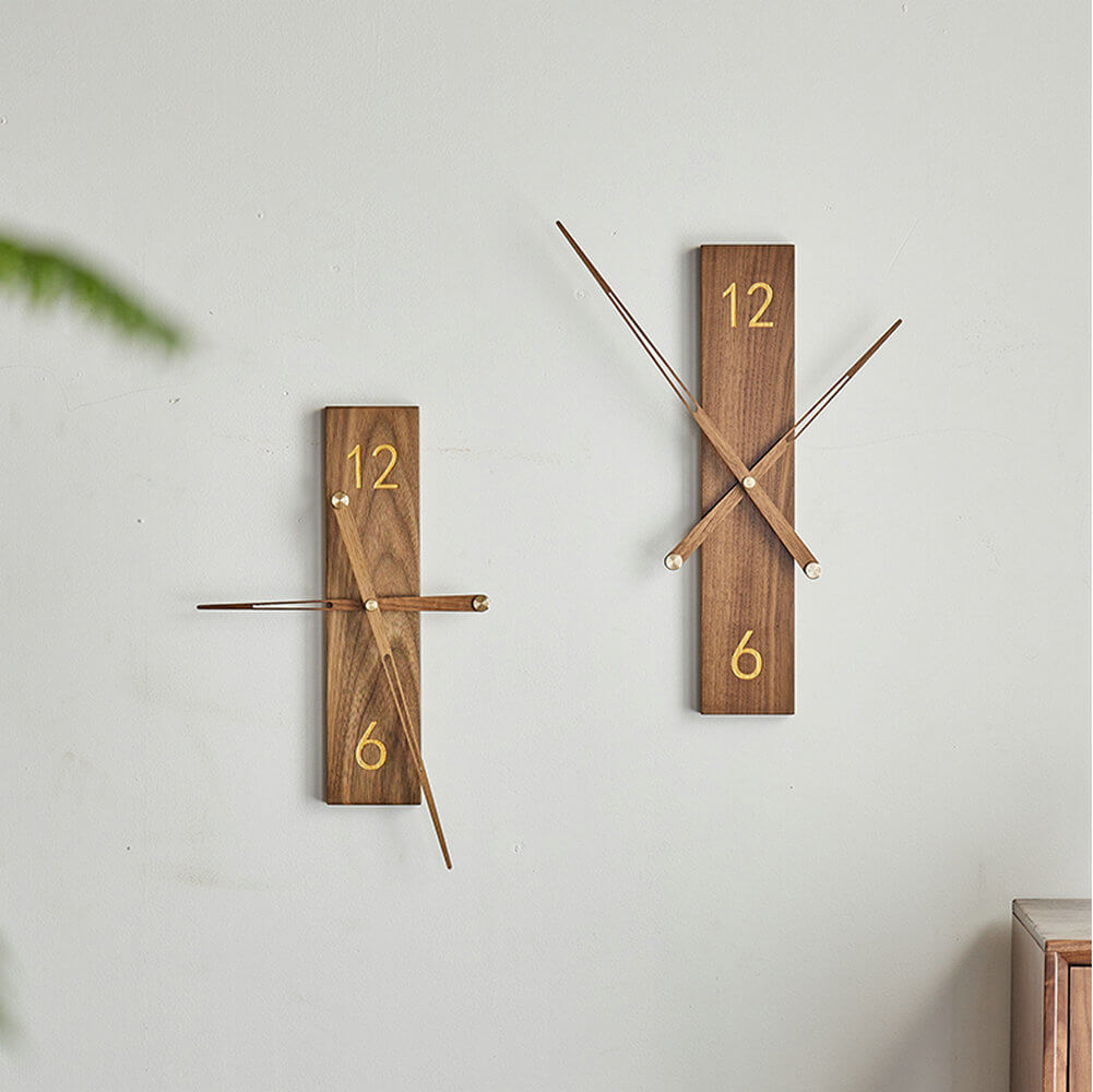 Modern Wooden Wall Clock Unique Rectangle Wood Wall Watches Decor - Warmly Life