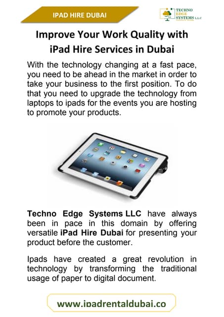 Benefits of iPad Hire Dubai from a Reliable Agency