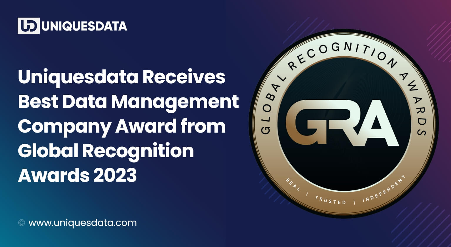 Uniquesdata Receives Best Data Management Company Award from Global Recognition Awards 2023