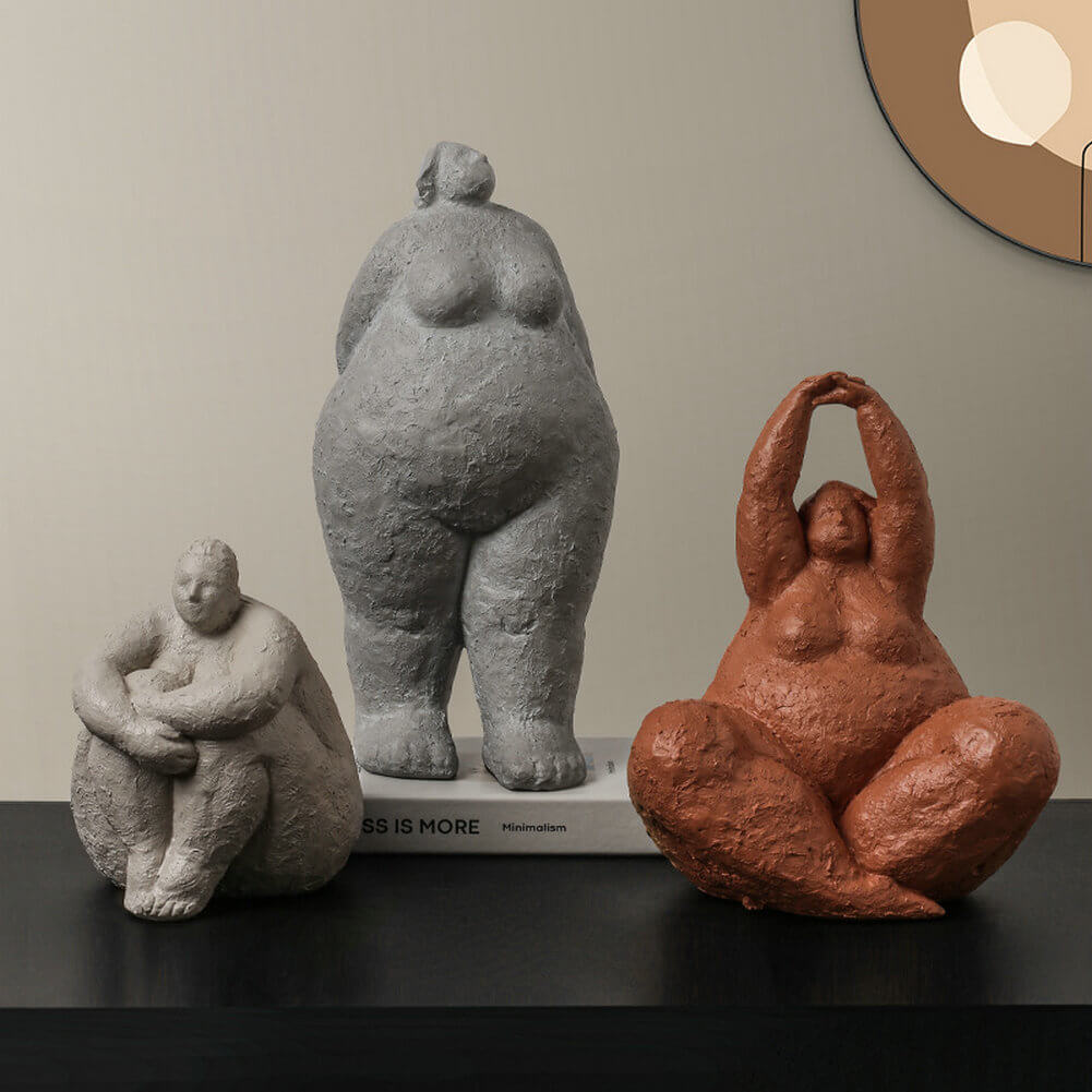 Fat Lady Sculpture Resin Posture Figurine Overweight Women Statue for Home Decor - Warmly Life