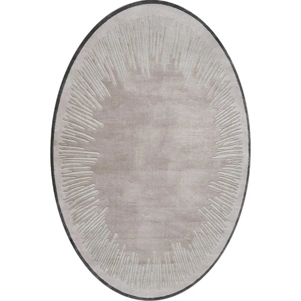 Grey Oval Rug Modern Unique Pattern Area Oval Carpets for Home Decor - Warmly Home