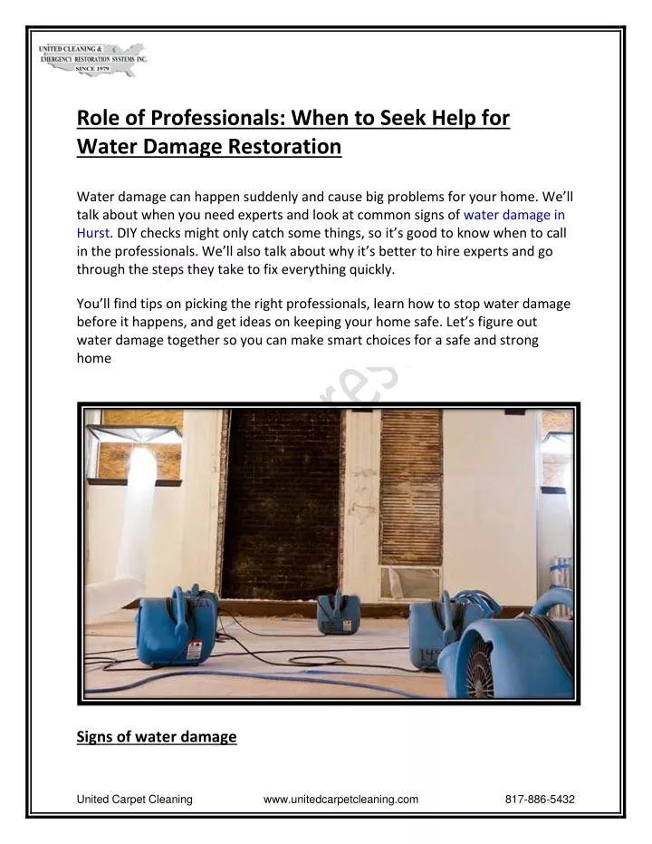 PPT - Role of Professionals: When to Seek Help for Water Damage Restoration PowerPoint Presentation - ID:12817008