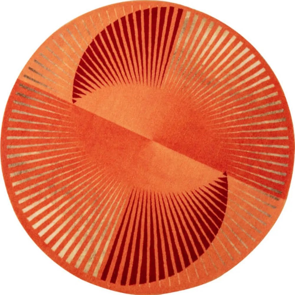 Burnt Orange Rug Abstract Artist Unique Colored Round Area Carpets - Warmly Home