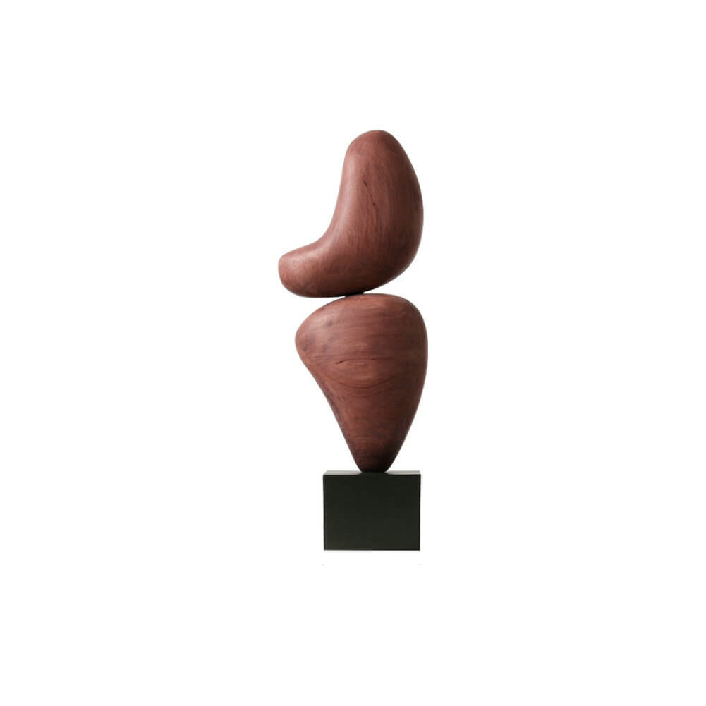 Simple Wood Sculpture Modern Art Home Office Stand Statue Wooden Figurine Decor - Warmly Design