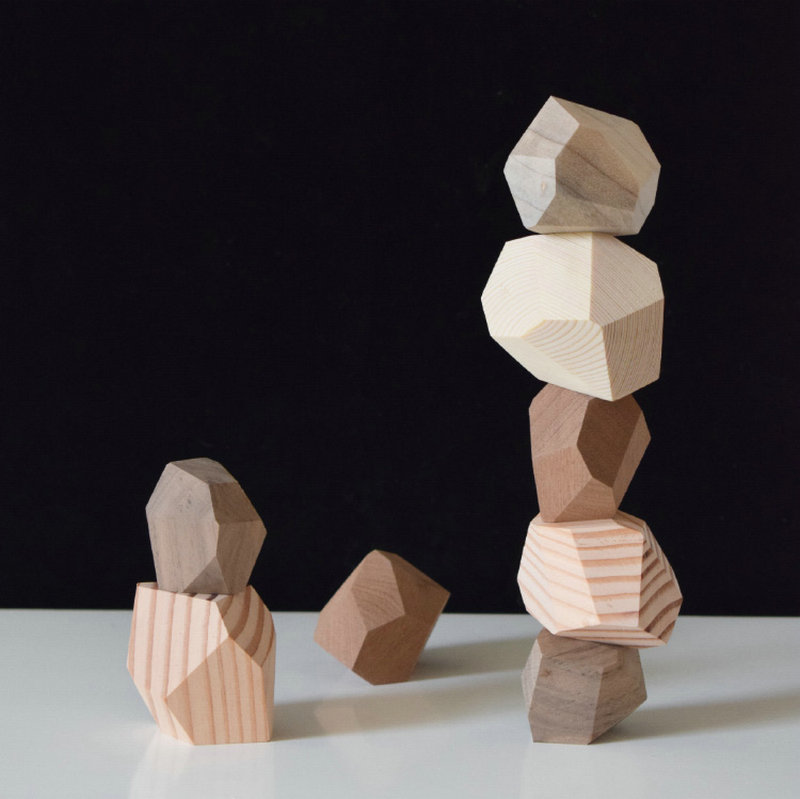 5 Pcs Wooden Blocks DIY Creative Toys Wood Puzzle Balanced Rock Interior Decor - Warmly Life