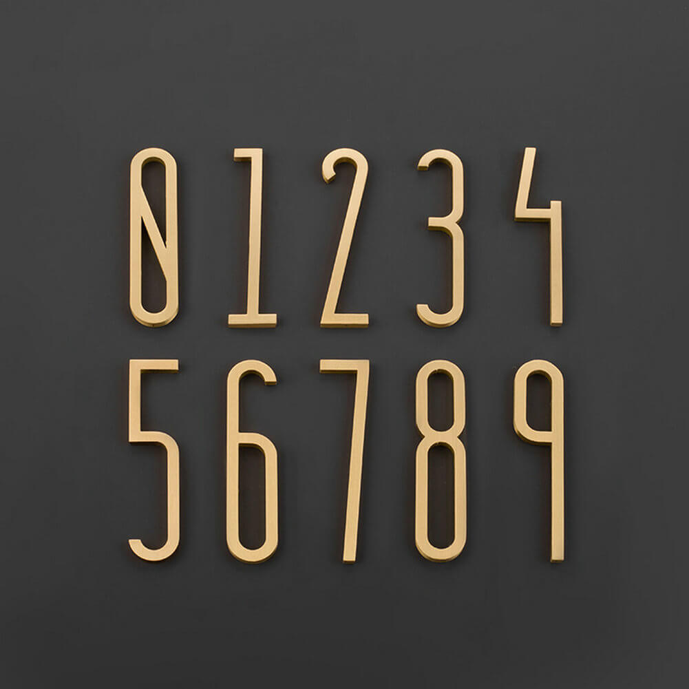 Address Number Brass Contemporary Font Apartment Home House Sign Door Numbers - Warmly Life