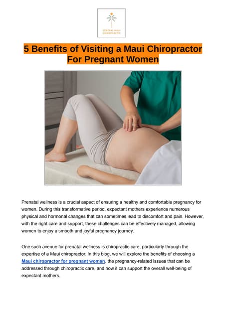 The Role of a Maui Chiropractor for Pregnant Women | PDF