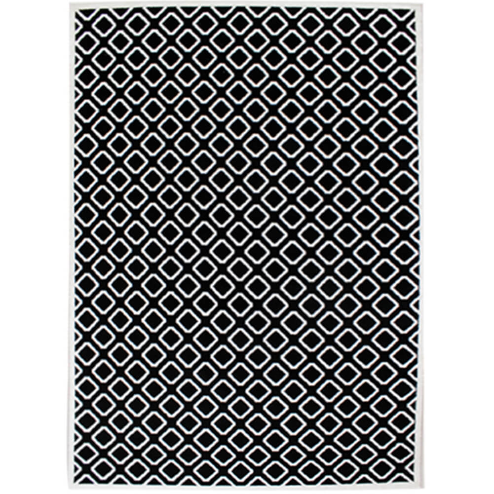 Black Rhombus Rug Geometric White Square Pattern Interior Area Carpets - Warmly Home