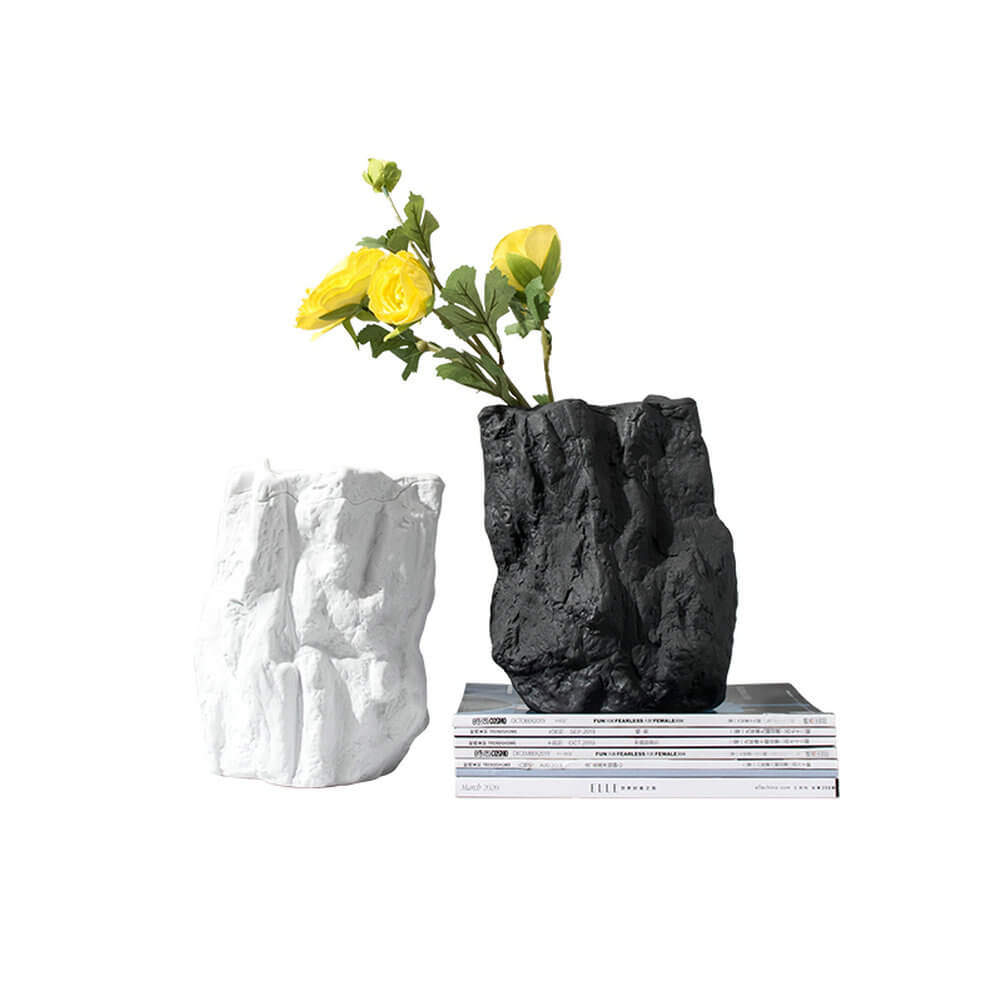Ceramic Vase White Black Creative Design Unique Flower Pot For Modern Interior Decor - Warmly Design