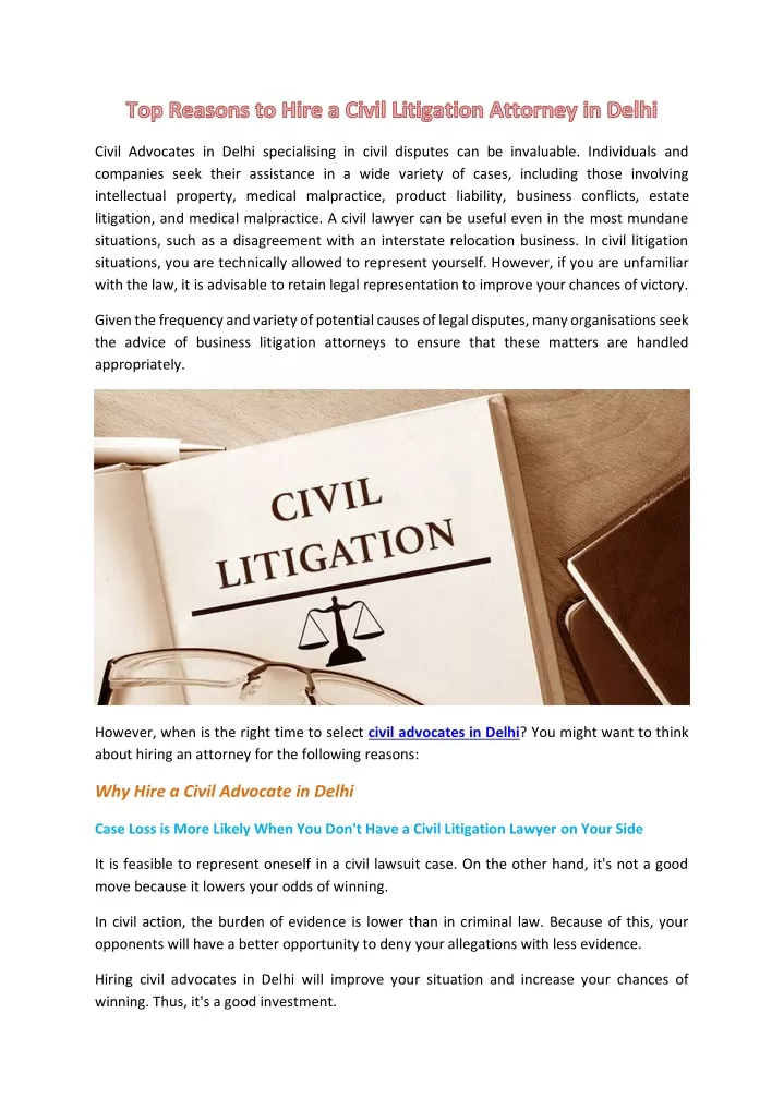 PPT - Top Reasons to Hire a Civil Litigation Attorney in Delhi PowerPoint Presentation - ID:13172755