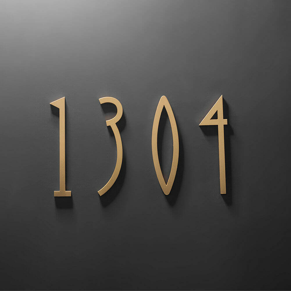 House Numbers Interior Exterior Indoor Outdoor Home Address Modern Brass Sign Number - Warmly Life